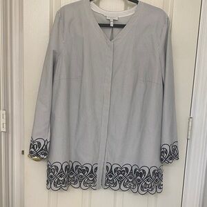 Escada Black and White Embroidered Blouse